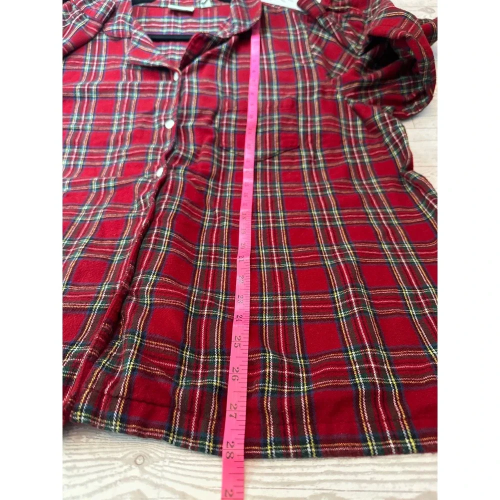 L.L. Bean Flannel Shirt Women 2X Red Plaid Cotton Button Down Gorpcore